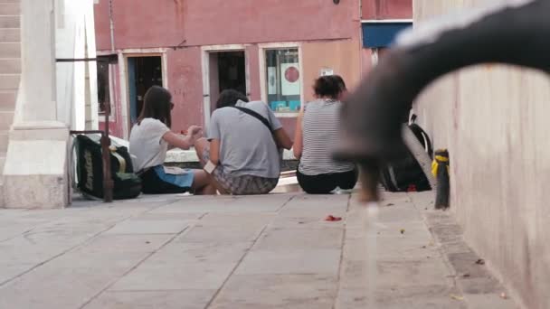 Водный Поток Смещение Фокуса Боке Венице Италия — стоковое видео