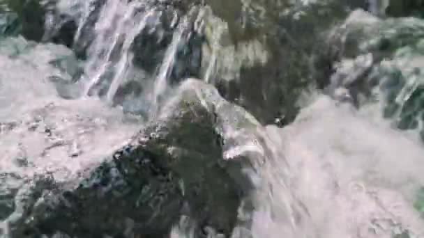 Slow Motion Creek Rushing Rocks — Stock Video