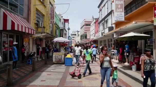 Día Compras Ocupado Bridgetown Barbados — Vídeos de Stock
