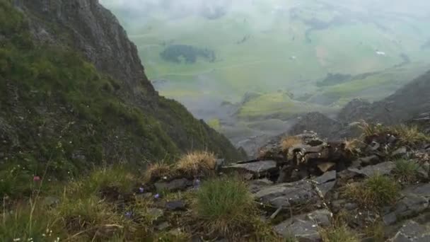 Dangerous Steep Mountain Hike Swiss Alps — Stock Video