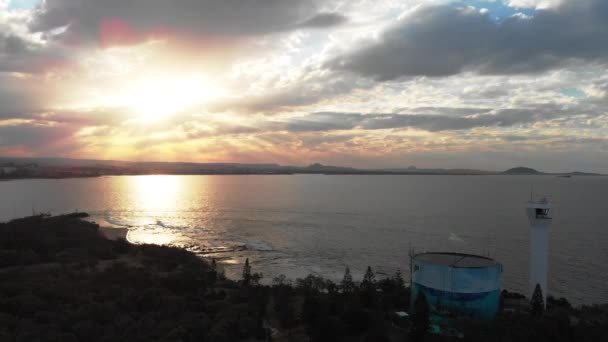 Pôr Sol Praia Point Cartwright Queensland Austrália Stock Drone Filmagem — Vídeo de Stock