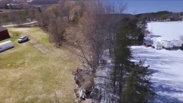 Árboles Varios Evolución Aerial Invierno Primavera — Vídeo de stock