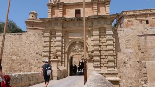 Entrace Mdina Una Ciudad Fortificada Malta — Vídeo de stock