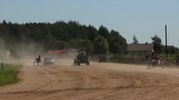 Harness Racing Derby Track Minivan Irrigation Tractor — Stock Video