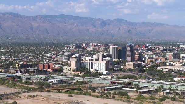 Ampla Foto Downton Tucson Arizona Dia Ensolarado Com Carros Movendo — Vídeo de Stock