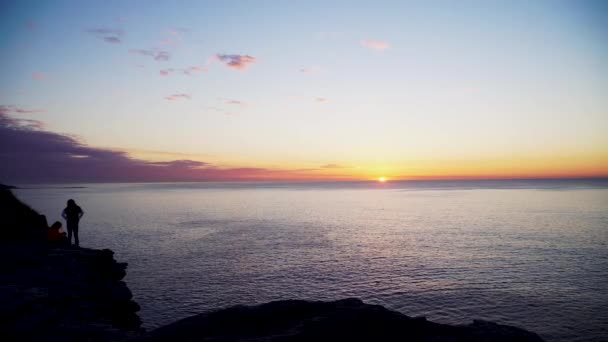 Lever Soleil Tôt Matin Sur Océan Partir Falaise Nord Curl — Video