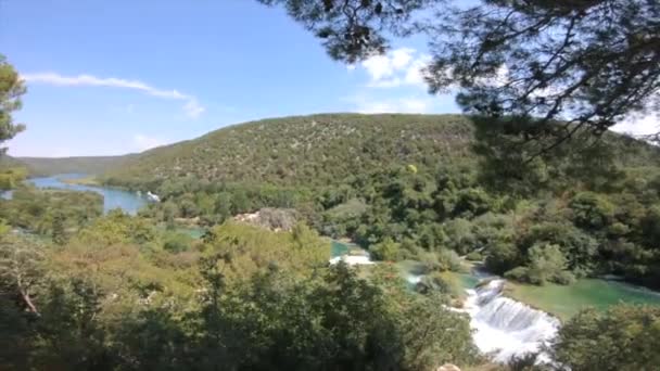 Krka Watervallen Kroatië Top Uitzicht — Stockvideo