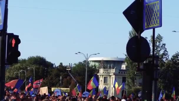 Около 100 000 Человек Собрались Течение Дня Бухаресте Выразить Свой — стоковое видео