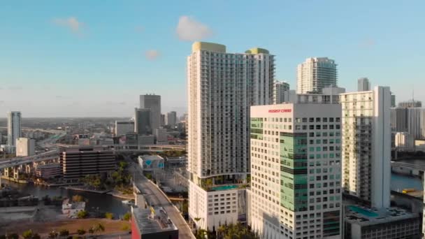 Florida Miami City Tiro Derecha Izquierda Con Drones — Vídeo de stock