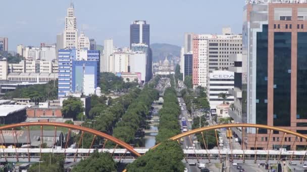 Ruch Ruchliwym Centrum Rio Janeiro Brazylia — Wideo stockowe