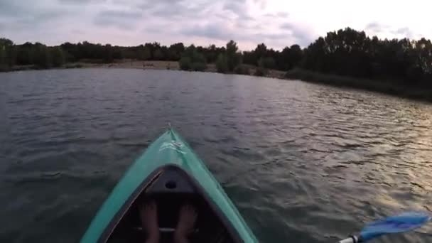 Gaining Speed Kayak German Lake — Stock Video