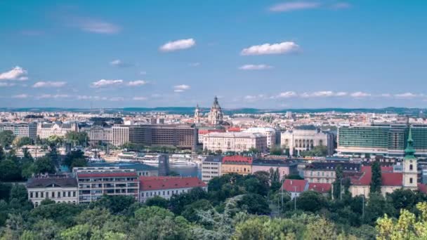 Velmi Krátká Doba Slunečného Rána Budapešti Výstřel Byl Pořízen Vrcholu — Stock video