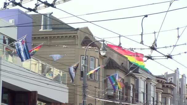 Flaggen Castro District Von San Francisco — Stockvideo