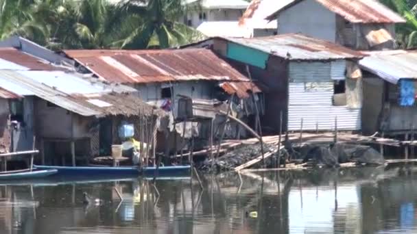 High Definition Footage Informal Settlers Squatting Dirty Overpopulated Slum Urban — ストック動画