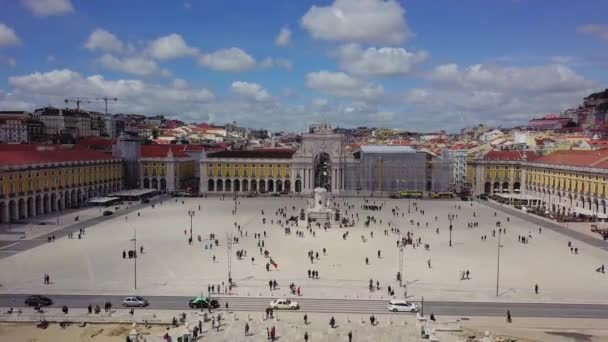 葡萄牙里斯本市星光大教堂广场市中心 — 图库视频影像