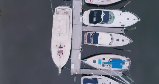 Conneticut Drone Footage Approch Boat Harbor Fly Boats — Αρχείο Βίντεο