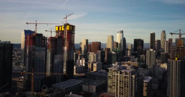 Los Angeles Şehir Merkezindeki Hava Aracı Görüntüleri Sinematik Çekimler Faa — Stok video