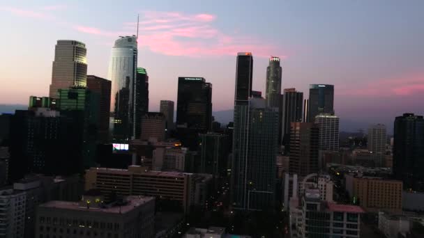 Aerial Drone Footage Downtown Los Angeles — Stok Video