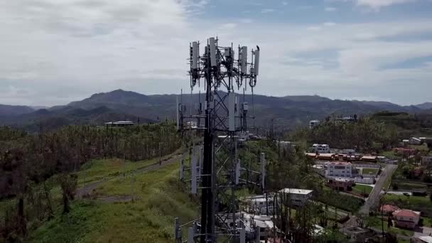 Vento Danneggiato Della Torre Cellulare Dall Uragano Maria Porto Rico — Video Stock