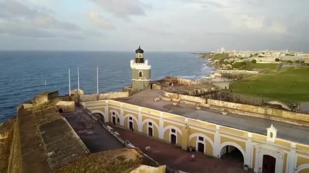 圣胡安波多黎各El Morro的空中录像 — 图库视频影像