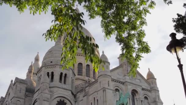 Gebouwd Aan Voorkant Van Het Heilige Hart Montmartre Parijs — Stockvideo