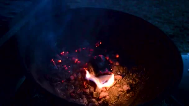 Charcoal Barbeque Fireplace Close — Stock Video