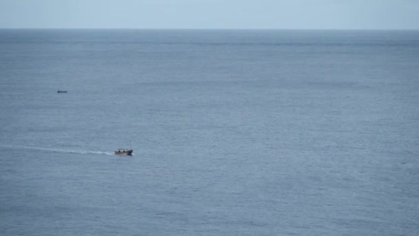 地平线上漂浮的小船 — 图库视频影像