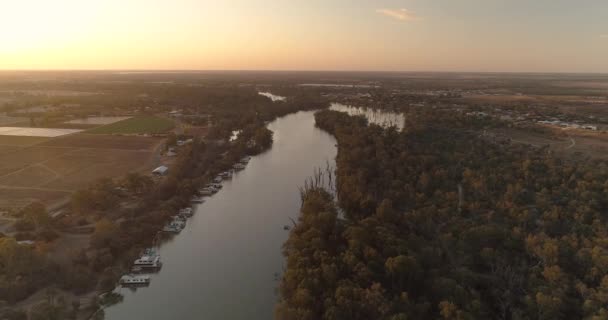 Późnym Popołudniem Patrząc Wstecz Kierunku Mildury Wzdłuż Rzeki Murray — Wideo stockowe