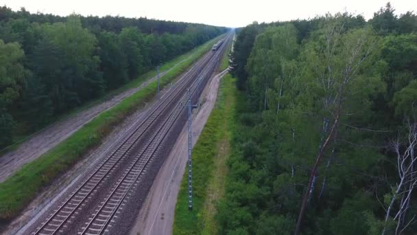 Una Toma Aérea Tren Que Viene Warsawa — Vídeos de Stock