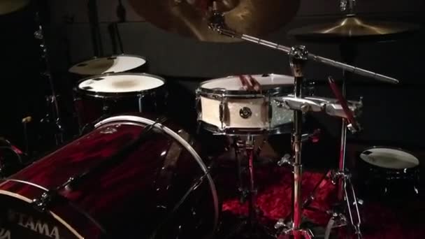 Red White Drum Set Ready Played — Stock video