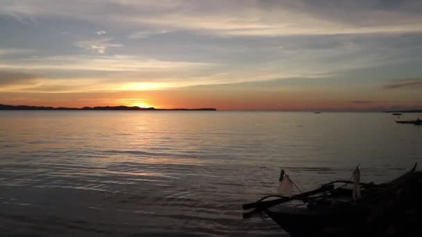 Boat Water Sunset Philippines — Stock Video