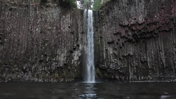 Abiqua Falls俄勒冈州瀑布中心低角度射浪 — 图库视频影像