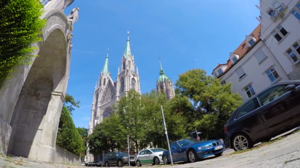 Igreja São Paulo Uma Grande Igreja Católica Romana Bairro Ludwigsvorstadt — Vídeo de Stock