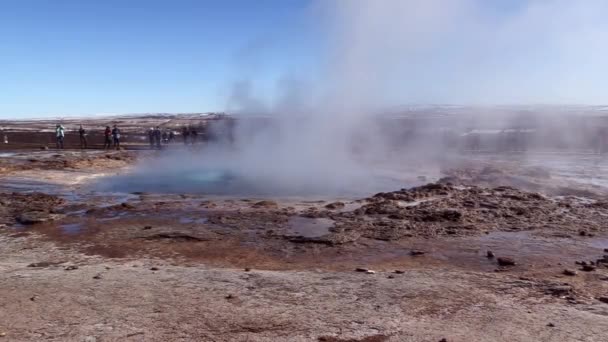 Pequena Erupção Gêiser Islândia — Vídeo de Stock