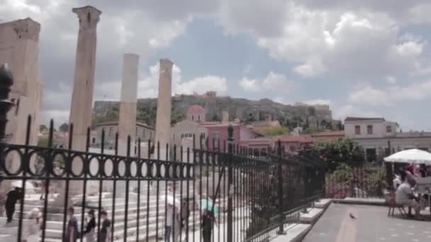 Hadrian Kütüphanesinin Harabeleri Atina Yunanistan — Stok video