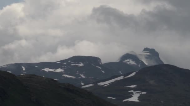 Timelapse Clouds Blanketing Mountains Norway — Stock Video