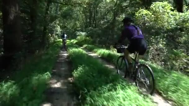 Madre Matura Figlio Bicicletta Sul Canale Parco Natioanal Vicino Harpers — Video Stock