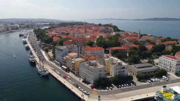 Luchtfoto Van Oude Stad Van Zadar — Stockvideo