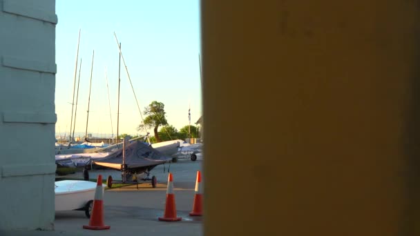 View Boat Yard Reveal — Stock Video