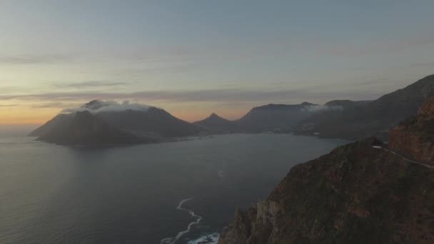 Luchtfoto Van Kustlijn Bij Cape Peninsula Richting Hoat Bay Chapmans — Stockvideo