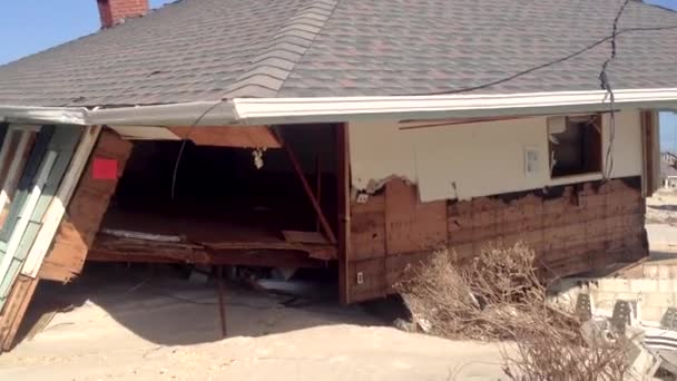 Superstorm Hurricane Sandy Beach Towns Jersey Shore Devastated Mass Destruction — Stock Video