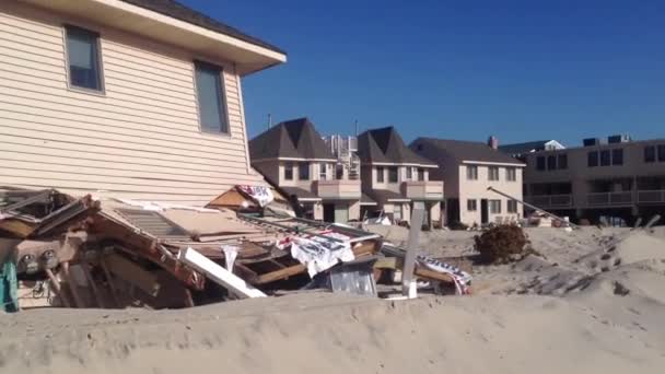 Superstorm Orkaan Sandy Zijn Strandsteden Langs Jersey Shore Verwoest Massa — Stockvideo