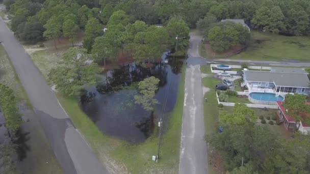 Questo Filmato Del Drone Pilota Droni Autorizzato Delle Inondazioni Causate — Video Stock