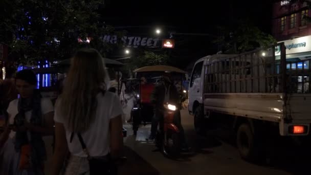 Vida Noturna Rua Camboja — Vídeo de Stock