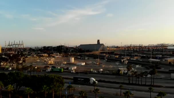 Tembakan Drone Pelabuhan Long Beach — Stok Video