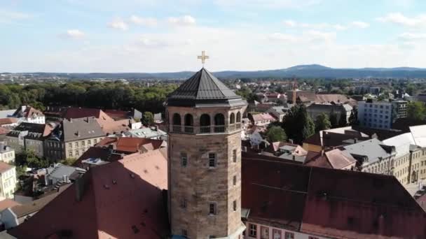 Kruh Kolem Historického Centra Města Bayreuthu Shot Dji Mavic Air — Stock video
