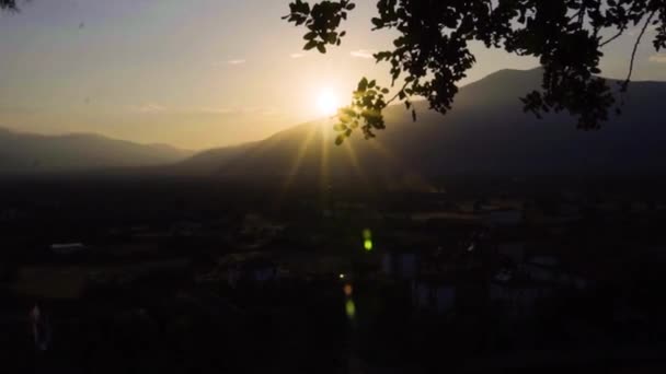 Ein Schöner Blick Auf Den Sonnenuntergang Paralion Astros Griechenland — Stockvideo