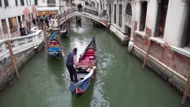 Gondel Venezia Italien Tagsüber Filmaufnahmen — Stockvideo