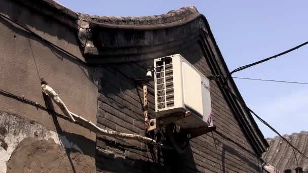 Primo Piano Tetto Aria Condizionata Hutong Pechino Cina — Video Stock
