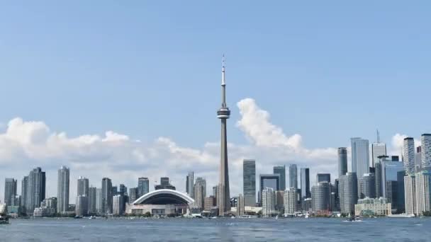 Een Tijdspanne Van Downtown Toronto Skyline Met Beroemde Gebouwen Zoals — Stockvideo